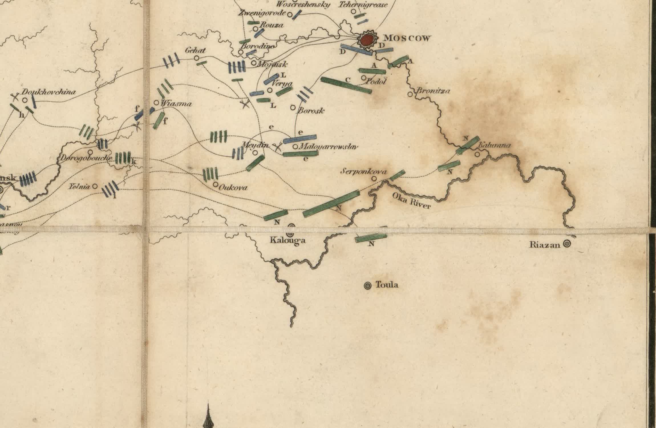 Map of Napoleon's 1812 retreat route
